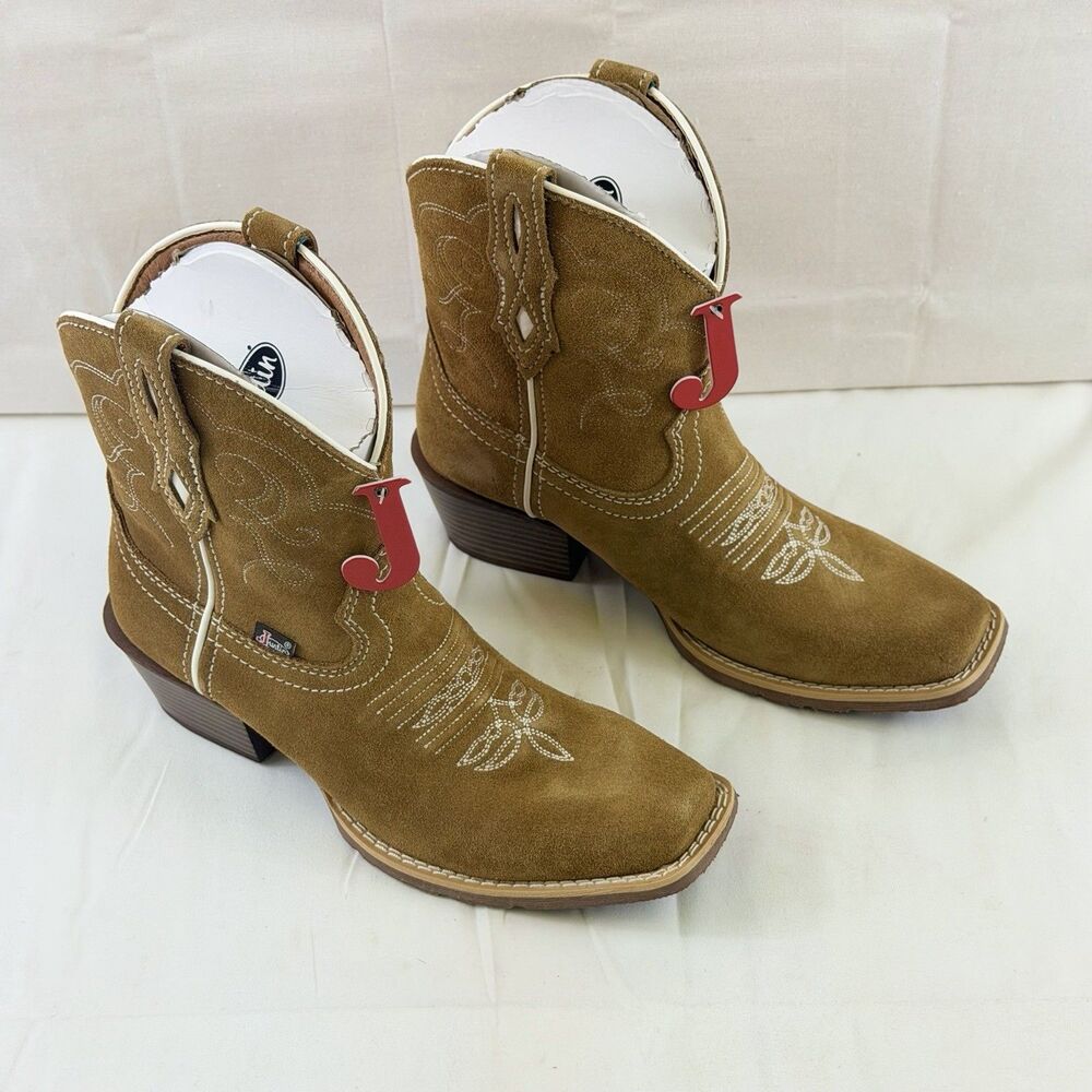 Justin Women's Chellie Camel Suede Western Boot Square Toe Tan Size 10 B